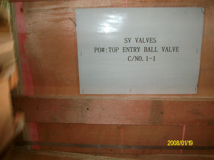 Top Entry Ball Valve Packing and Mark