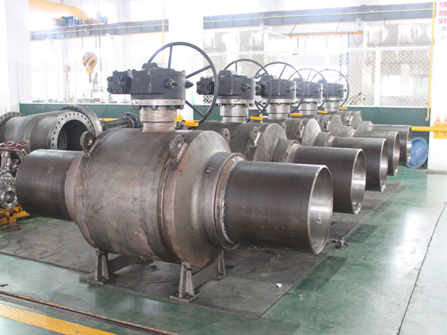 Fully welded ball valves with sleeve pipe