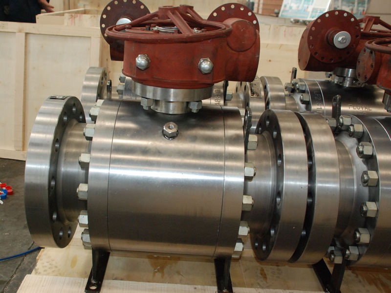 three pieces trunnion mounted metal seated ball valves