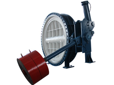Hydraulic counterweight turbine inlet butterfly valves