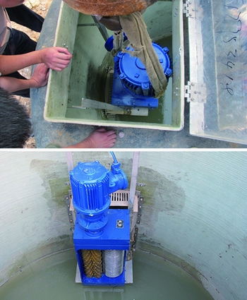 Single drum channel sewage grinder in Grundfos integral prefabricated pumping station